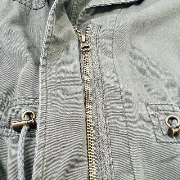 Y2K Dolled Up Jacket Juniors M Olive Green Utility Zip Up Distressed Draw String - Picture 14 of 15